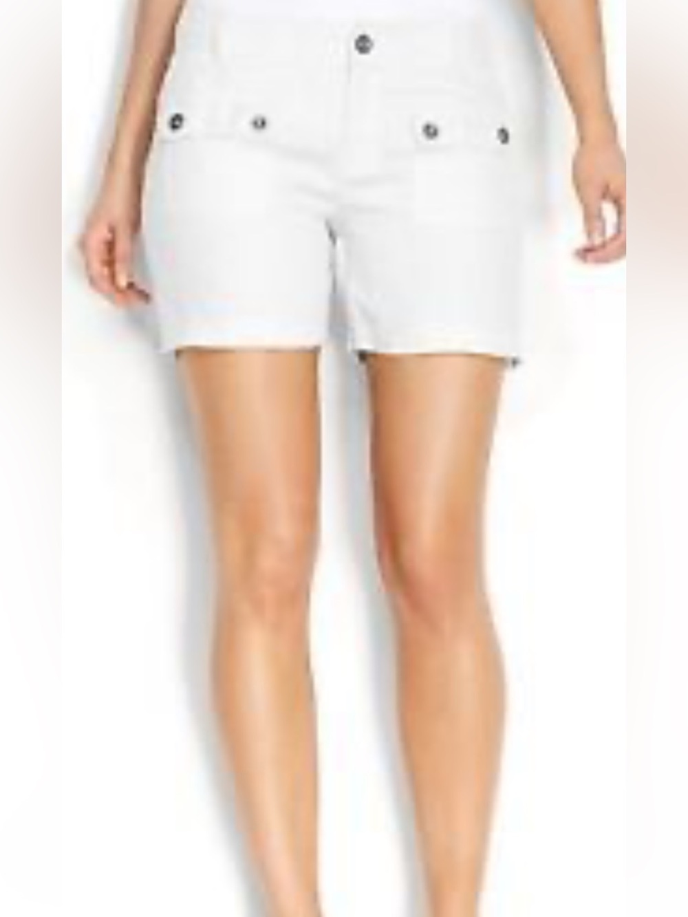 INC International Concepts White Mid-Rise Button Pocket Shorts Sz 12